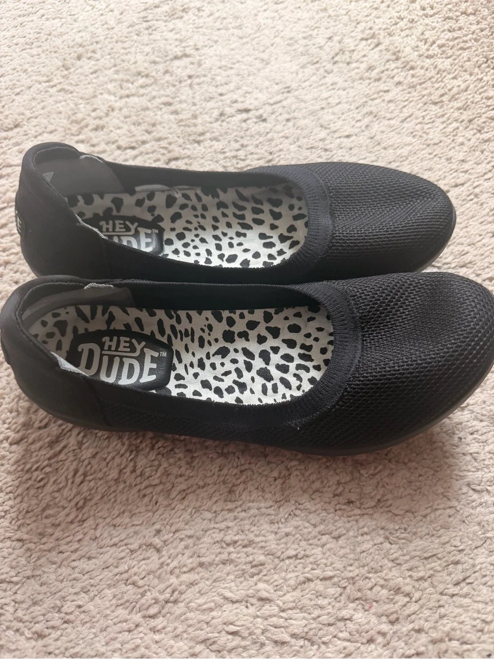 Hey Dude Black Knit Women's Slip-On Flats